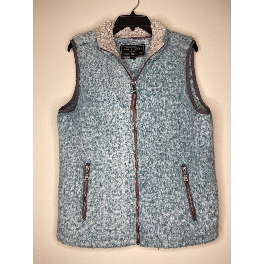 True Grit Aqua Blue Sherpa Vest